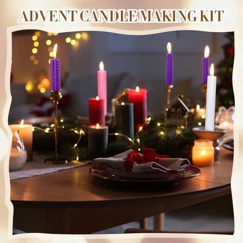 Yuntau 24 Pcs Advent Beeswax Candle Making Kit, 8"x 4", Assorted Colors - Image 6