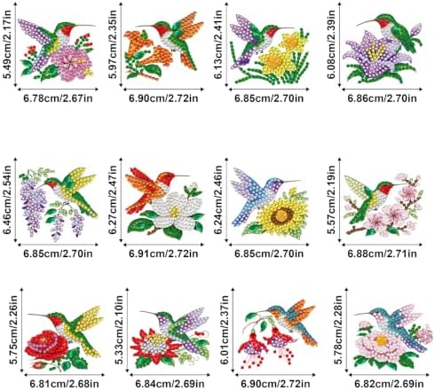 LAKEQUILL Hummingbird Garden 12 Pcs 5D Diamond Painting Keychain Kit - Image 6
