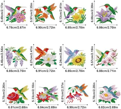 LAKEQUILL Hummingbird Garden 12 Pcs 5D Diamond Painting Keychain Kit - Image 6
