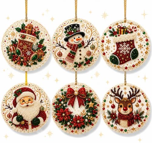 6 Pcs Christmas Pearl Diamond Art Ornament Kit for Adults (A1pc) by Unknown