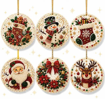 6 Pcs Christmas Pearl Diamond Art Ornament Kit for Adults (A1pc) by Unknown