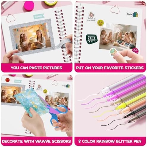 SUPMANGO 2-Pack DIY Journal Kit for Girls Ages 8-14,DIY Journal Set Stationary Birthday Gifts Ideas for Girls,Art Crafts for Tween Kid Scrapbook & Diary Supplies Set - Image 5