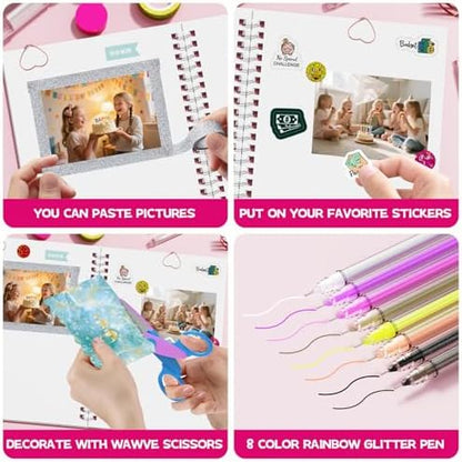 SUPMANGO 2-Pack DIY Journal Kit for Girls Ages 8-14,DIY Journal Set Stationary Birthday Gifts Ideas for Girls,Art Crafts for Tween Kid Scrapbook & Diary Supplies Set - Image 5