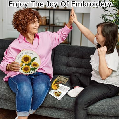 Nuberlic 3 Pack Embroidery Kit for Beginners with Sunflower Pattern - Image 2