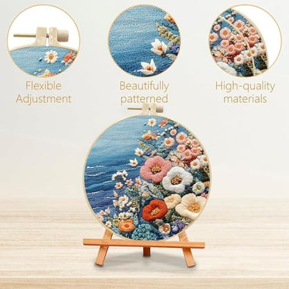 SCECALA 4 Sets Ocean Floral Embroidery Kit - Image 2