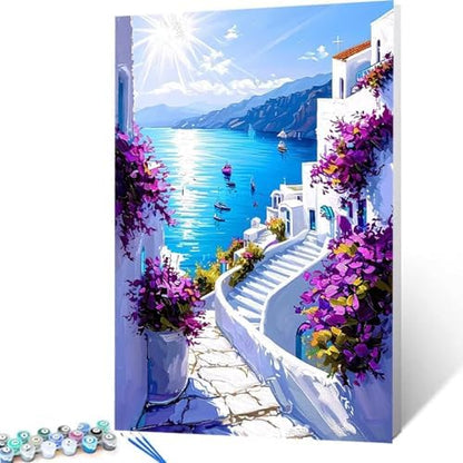 Sea Paint by Numbers Kit for Adults Flower Paint by Numbers, DIY Acrylic Watercolor Oil Painting Kits for Adults Beginners with Brushes, Hobbies for Women for Home Wall Decor, Gifts 20x26 in 0-68 - Image 4