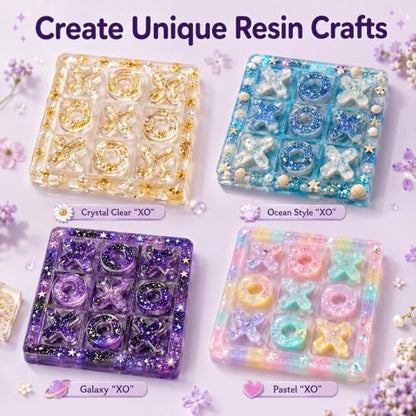 LET'S RESIN Large Tic Tac Toe Resin Mold 2Pcs, Tic Tac Toe Molds for Resin Casting, Large Epoxy Resin Silicone Molds for DIY Tabletop Board Game,Travel Game - Image 4