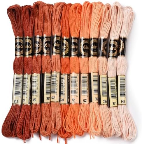 12 Skeins Orange Gradient Embroidery Thread Floss for Jewelry by CABODYALS