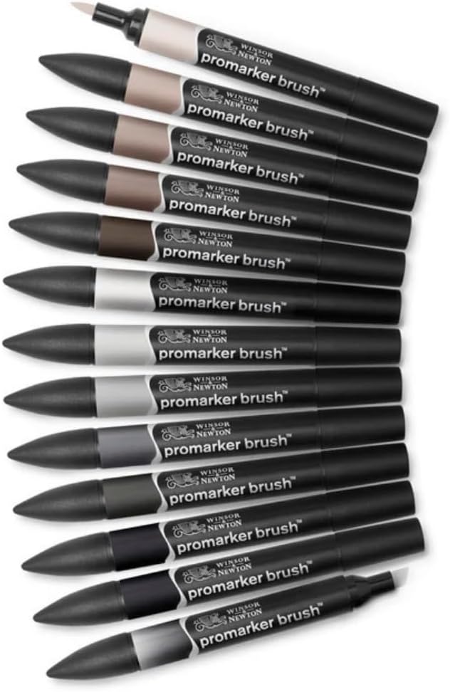 Winsor & Newton ProMarker Brush Set, 12 Count, Neutral Tones