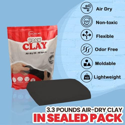3.3 lbs Moldable Cosplay Foam Clay (Black) - Air-Dry High Density Clay for Intricate Designs - Dries Evenly Within 24-48 Hours - Sandable and Paintable Clay Foam - Image 2