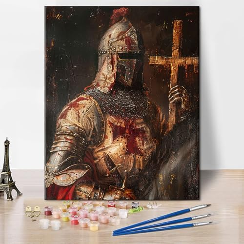 TUMOVO Paint by Number for Adults, Templar Knight Holding Sword Paint by Numbers, Warrior Painting by Numbers Kits, Warrior Artwork DIY Oil for Adults Painting Craft Kits for Adult, 16 X20 Inch by TUMOVO