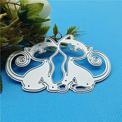 Scrapbooking Die-Cuts, Christmas Metal Cutting Dies for Card Making, Paper Craft Punch Template, Background Embossing Stencils, DIY Album Décor (2 Pcs Animal Cat-8.7X6.1cm) - Image 4
