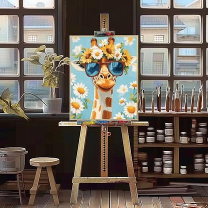 Natuyalo Paint by Numbers Kit for Adults - Giraffe with Sunglasses Adult Paint by Number Kits on Canvas for Beginners, Daisy Sunflower DIY Acrylic Number Painting Kits for Home Wall Decor 16x20 inch - Image 2