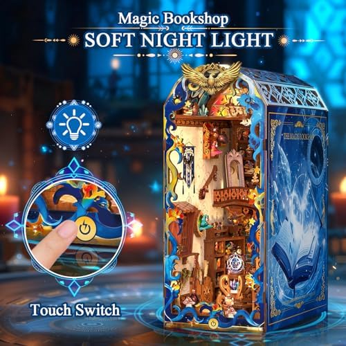 Book Nook Kit, DIY Miniature House 3D Wooden Puzzle with LED Light, Fantasy Bookstore Bookshelf Decor for Adults, Teens & Beginners, Gift for Book Lovers - Image 2
