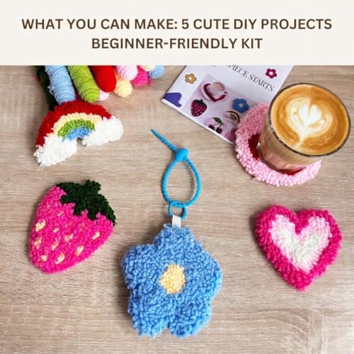 WENTING Punch Needle Kit for Beginners, 5 Coaster and Bag Charm Projects - Image 2