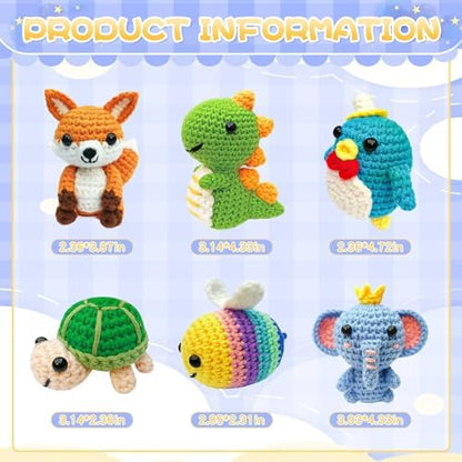 OLHKYN 6Pcs Crochet Kit for Beginners, 2026 DIY Craft for Adults, Great Gift for Crochet Lovers, Crocheting Animal Kits with Step by Step Videos,Yarn,Crochet Hook,Birthday Holiday Gift - Image 6