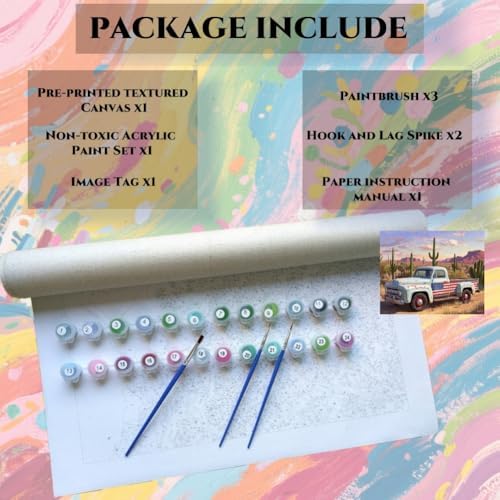 ACANDYL Truck DIY Paint by Numbers Kit for Adults Paint by Numbers Beginner Canvas Painting by Number Cactus Tree DIY Acrylic Oil Painting on Canvas Arts Craft Decoration 16x20 Inch - Image 6