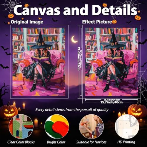 hkejoi Witch Paint by Numbers Kit for Adults, 16x20 in - Image 4