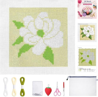 XunYee 12 Pcs Magnolia 18 Mesh Needlepoint Canvas Kit for Beginner by XunYee