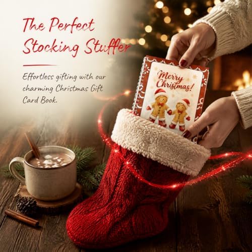 Christmas Gift Card Book, 5x7 Holiday Gift Booklet, DIY Spiral-Bound Merry Christmas College Survival Kit, 10-Page Surprise Greeting Card Book for Cards Cash, Students Graduation Gift - Image 2
