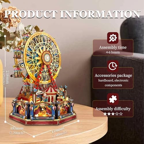 Book Nook Kit DIY Miniature House 3D Wooden Puzzle - Century Ferris Wheel - Image 2
