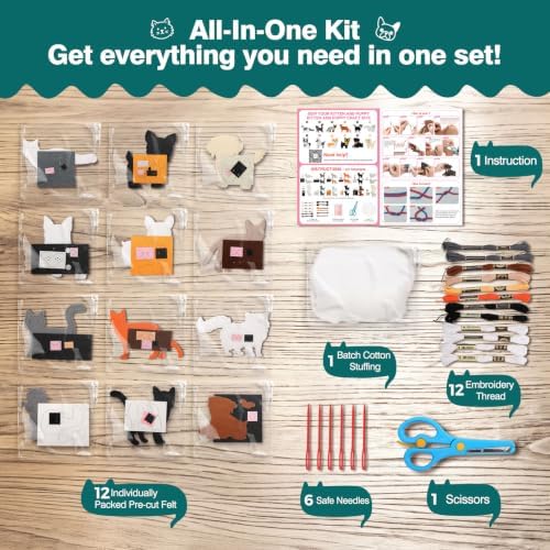 CiyvoLyeen Puppy Cat Sewing Kit for Kids – Fun Kitten Plush Toy Sewing for Girls & Boys – DIY Felt Dog Craft Gift Set Ages 7 8 9 10 11 12 - Image 3