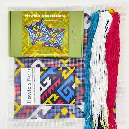 Howie's Needlepoint Needlepoint Kits for Adults, Pillow Front Cross Stitch Kit with Embroidery Pattern on Canvas, Yarn, 2 Needles and Instruction, 16 x 16inch(Colourful Geometry 2) - Image 2