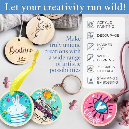 Wooden Circles – 2 x 1/4 Inch Wooden Discs – for Jewlery Making, Crafts, and DIY Projects – 50 Pieces by Woodpeckers - Image 4