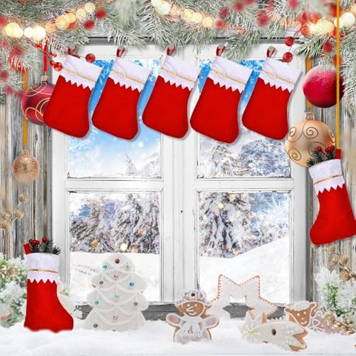 Skylety 24 Pcs Red Christmas Stockings Bulk Felt Hanging Ornaments - Image 4