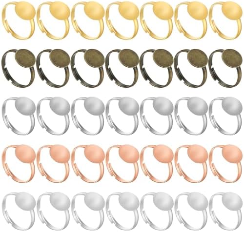 Elegaperma 80pcs Ring Blanks, Adjustable Ring Blanks for Jewelry Making with Base for Men Women Jewelry Make DIY Crafts by Unknown