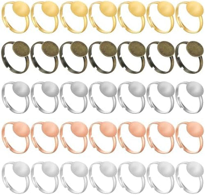 Elegaperma 80pcs Ring Blanks, Adjustable Ring Blanks for Jewelry Making with Base for Men Women Jewelry Make DIY Crafts by Unknown