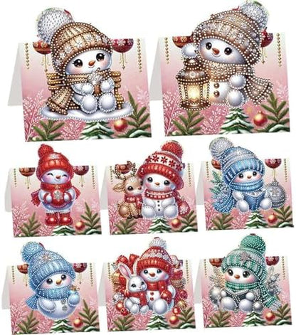jinglinhh 8pcs Diamond Art Painting Christmas Snowman Greeting Cards with Envelopes, DIY Card Making Kits for Adults, Diamond Art Postcards Christmas Cards Craft Gifts by Unknown
