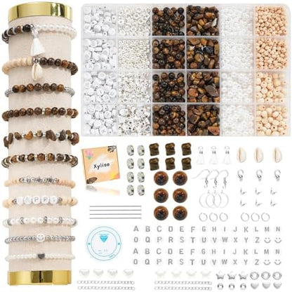 Xyliise Bracelet Making Kit Natürliche Perlen Set for Adults Beads for Bracelets Silver Jewelry Making Supplies DIY Jewelry Necklace Earrings (CZ006-Tiger's Eye) by Unknown