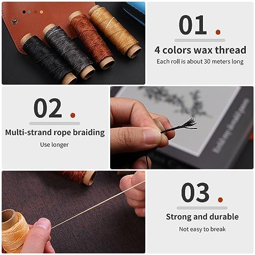 Leather Sewing Kit Leather Stitching Kit with Sewing Awl Waxed Thread - Image 4