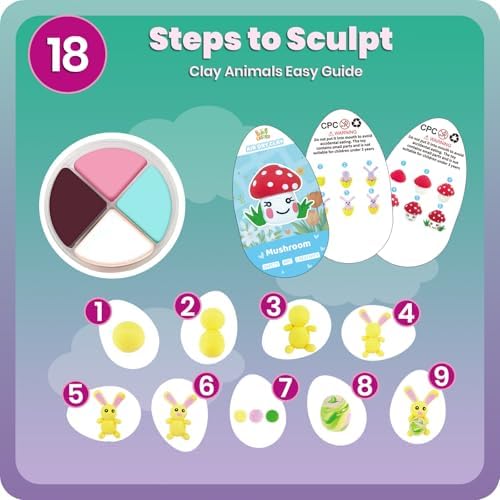 Air Dry Clay Kits,18 Animals Modeling Magic Clay for Kids, DIY Model Magic Clays,18 Set Molding Clays, Ultra Light, Soft & Non-Sticky, Arts and Crafts Gift for Kids - Image 7