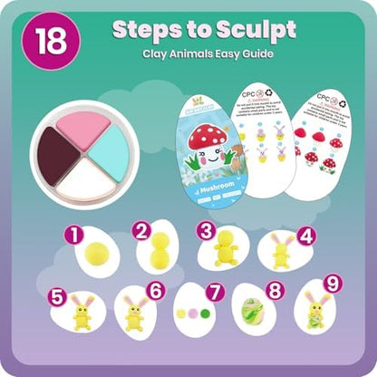 Air Dry Clay Kits,18 Animals Modeling Magic Clay for Kids, DIY Model Magic Clays,18 Set Molding Clays, Ultra Light, Soft & Non-Sticky, Arts and Crafts Gift for Kids - Image 7