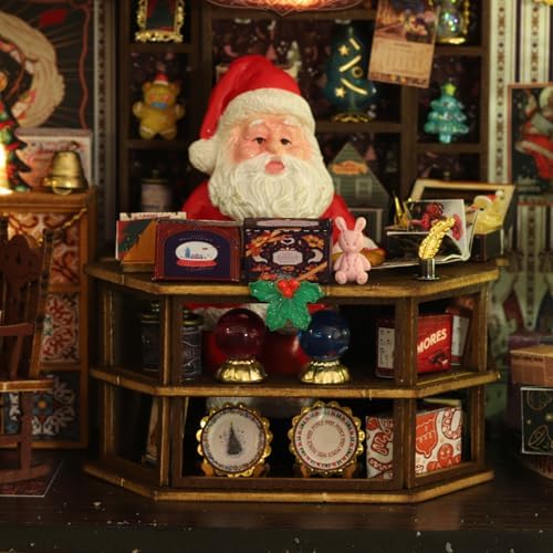 CUTEROOM Miniature House Kits for Adults, Mini Dollhouse Wooden Furniture Kit, DIY Craft Kits Creative Room Tiny House for Decoration- Christmas Wonderland - Image 5