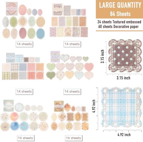 84 Pcs Lace Textured Scrapbook Paper Kit, Embossed Rice Paper For Decoupage - Image 2