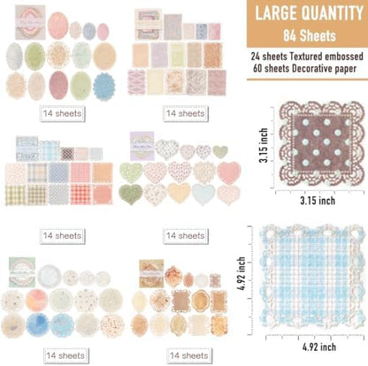 84 Pcs Lace Textured Scrapbook Paper Kit, Embossed Rice Paper For Decoupage - Image 2