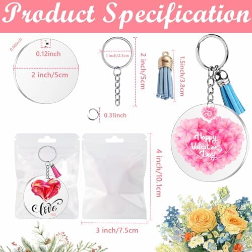 150 PCS Acrylic Keychain Blanks, 2" Acrylic Blank Keychains for Crafting - Image 3