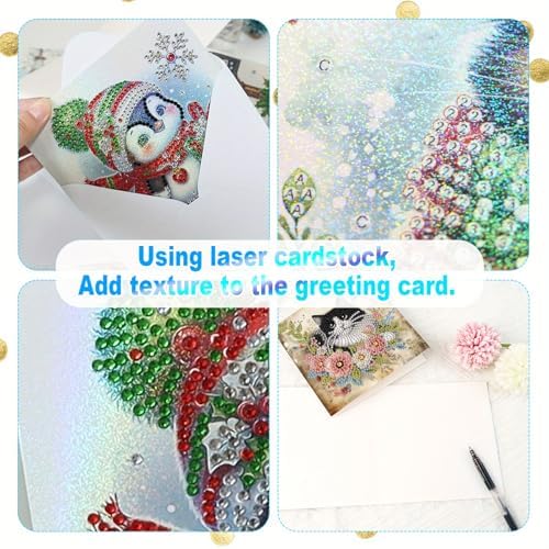 6pcs Diamond Art Painting Greeting Card, DIY Cat and Flower Diamond Art Greeting Cards for Blessings and Wishes Special Shaped Diamond Greeting Card Arts Crafts for Christmas Birthday Thanksgiving Day - Image 6