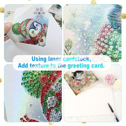 6pcs Diamond Art Painting Greeting Card, DIY Cat and Flower Diamond Art Greeting Cards for Blessings and Wishes Special Shaped Diamond Greeting Card Arts Crafts for Christmas Birthday Thanksgiving Day - Image 6
