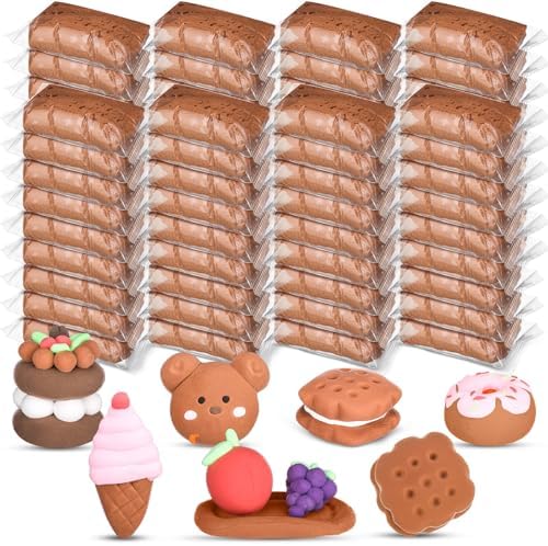 WinnerWhy 72 Pcs Air Dry Clay Bulk 38oz Air Dry Modeling Clay Soft DIY Ultra Light Modeling Clays Magic Foam Crafts for Sculpting Kids Gifts Party School Supplies for Crafts Artisti (Light Brown) by WinnerWhy