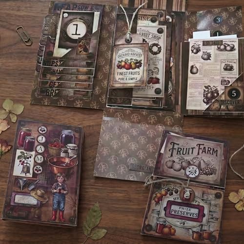 XINPOCUT Steampunk Folding Folio Junk Journal Kit,Folio Booklet Craft Kit, Junk Journal Kit, Scrapbooking Supplies, Journaling Decor, Mini Folio Writer Folder Project, Arts & Crafts Gifts by Unknown