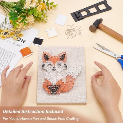 WEBEEDY DIY String Art Kit Fox Craft Kit Creative Animal String Art Craft Kits for Adult Beginners Christmas Holiday Home Wall Table Decorations Gift - Image 4