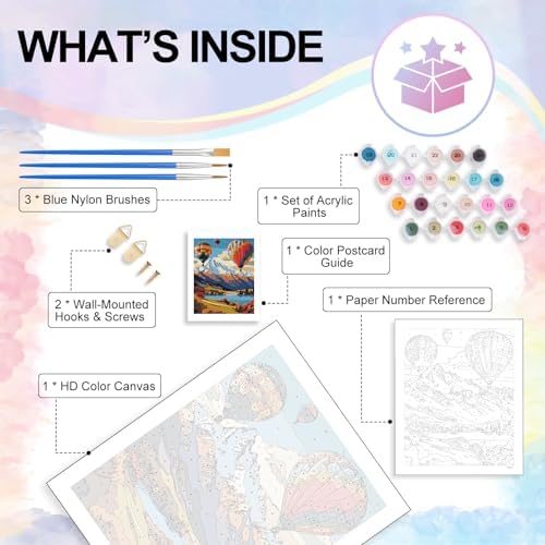 Paint by Numbers Kit for Adults, Hot Air Balloon Number Painting Canvas Kit - Image 4