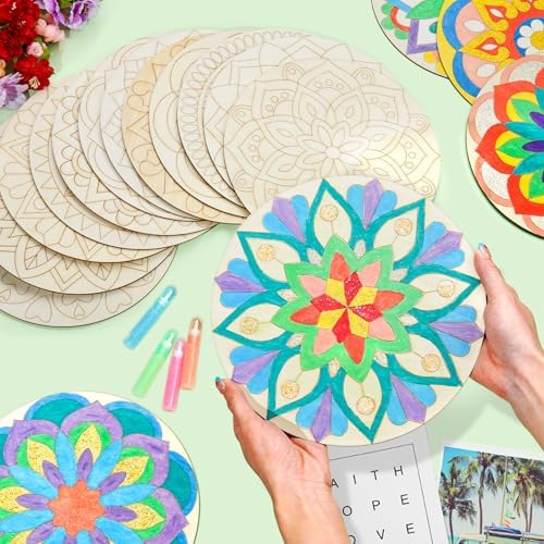 12 Pcs Wooden Mandala Painting Set, Painting Art Craft Kits for Kids Adults - Image 6