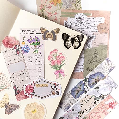 Alideco 260pcs Vintage Scrapbook Stickers Scrapbooking Paper Washi Junk Journaling Supplies Collage Album Aesthetic Cottagecore Picture Frames(Flowers Butterfly) - Image 4