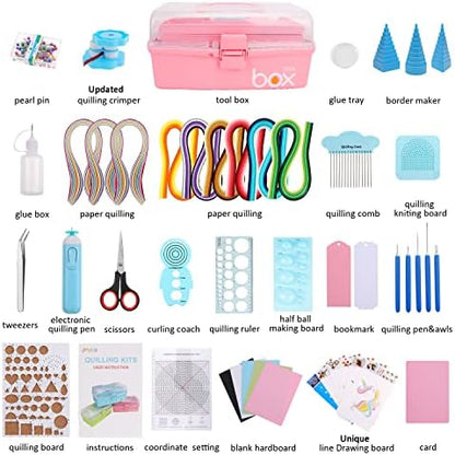 JoyPlus Quilling Kits for Beginners with Manual, 24 Tools & Supplies with Durable Storage Box, Updated Paper Crimper Tool, Premium Husking Board & Electronic Pen Pink - Image 5