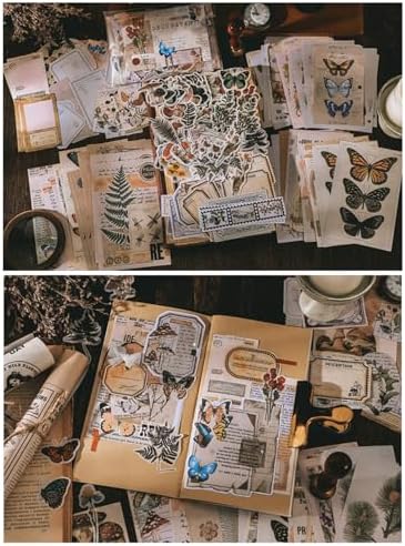Esweny 200PCS Vintage Scrapbooking Supplies Kit for Journaling, Scrapbook Sticker Paper Pack for Junk Journal Planners Aesthetic Cottagecore Room Decor Wall Art Collage Album (Nature) - Image 7